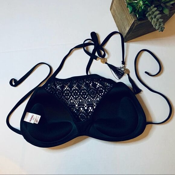 BONGO Halter Bikini Top Small Black Beach Summer Vacation Womens - Picture 5 of 6